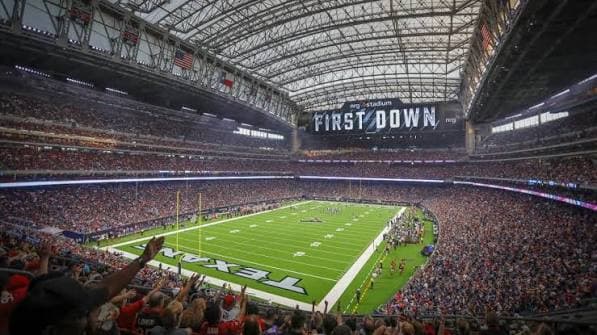 A general view of NRG Stadium filled with Houston Texans fans in Battle Red on game day