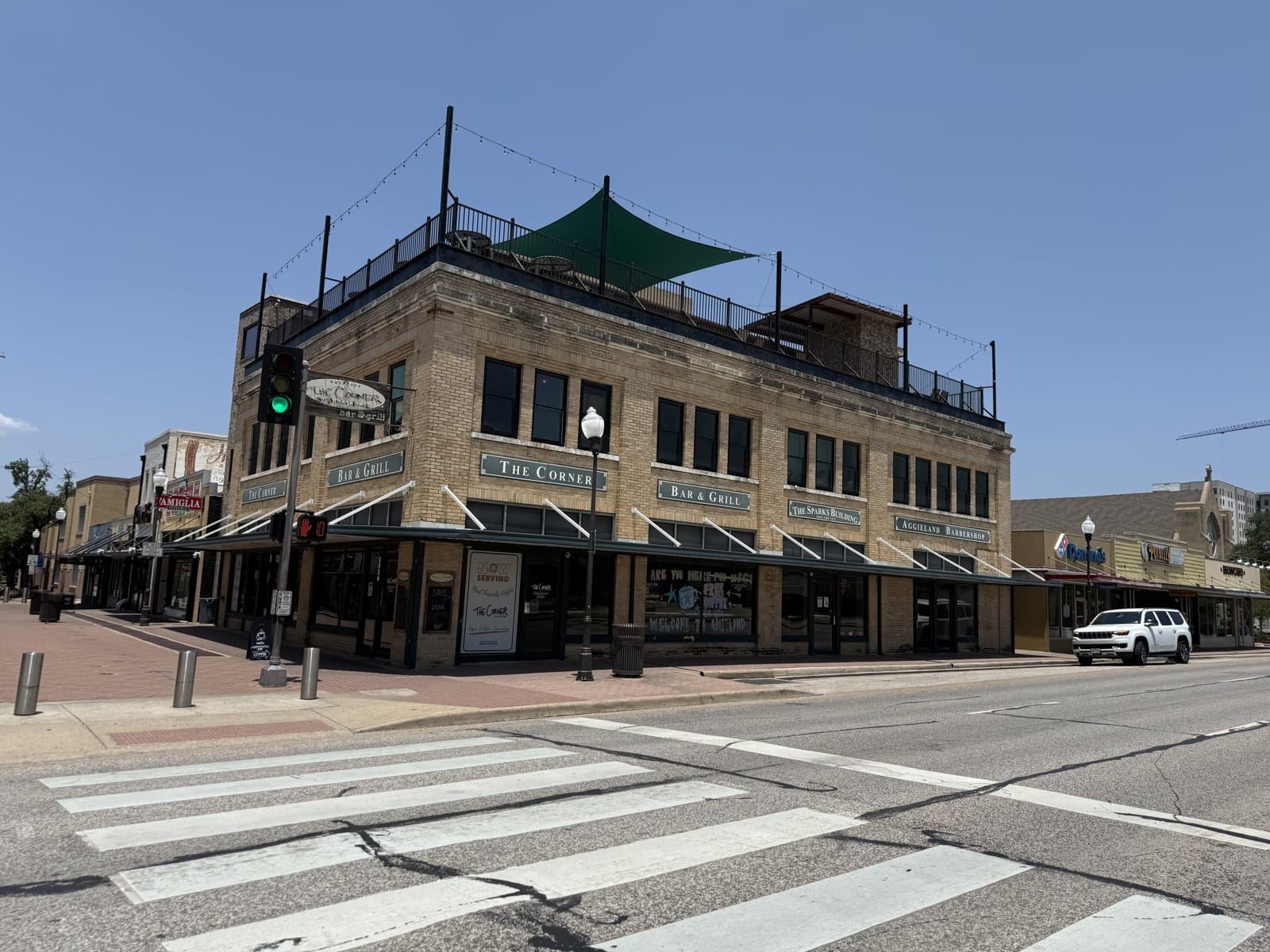 The Corner Bar & Grill's building on University Drive in Northgate, College Station